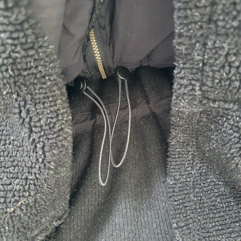 Columbia Chenille Fleece Cardigan Jacket Black Drawstring Waist Mock Neck Medium - Picture 6 of 12